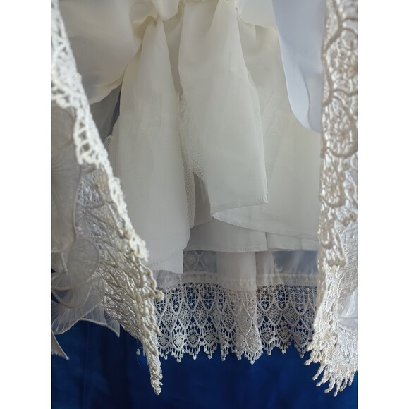 Vintage White Ruffled Lace Sequin 12-15 Mos Christening Dress Size 1 Flower Girl - Picture 4 of 9